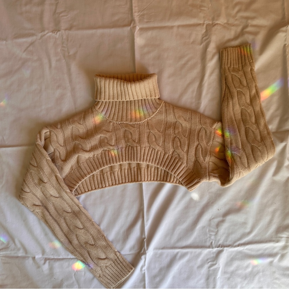 Cream Knit Turtle Neck Shrug